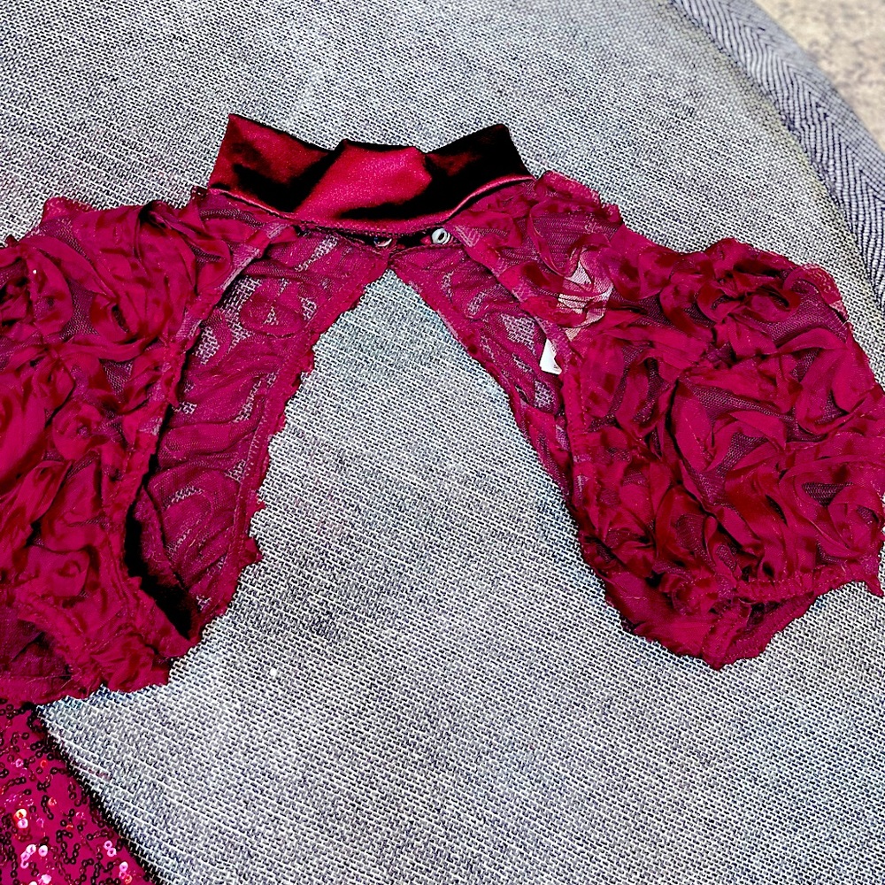 2 piece Burgundy dance costume